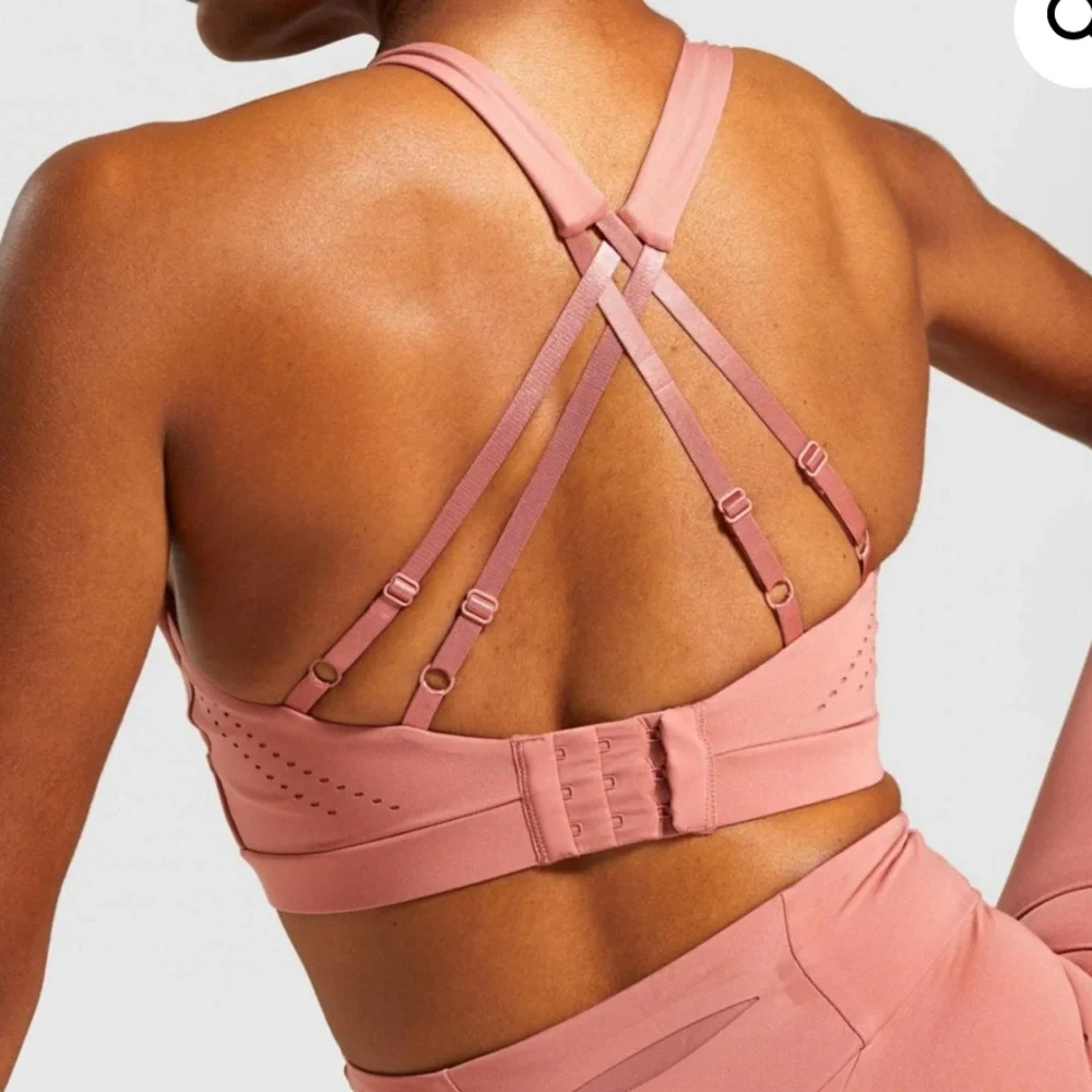 NEW Gymshark Laser Cut Strappy Sports Bra Deep Blush Pink Terracotta